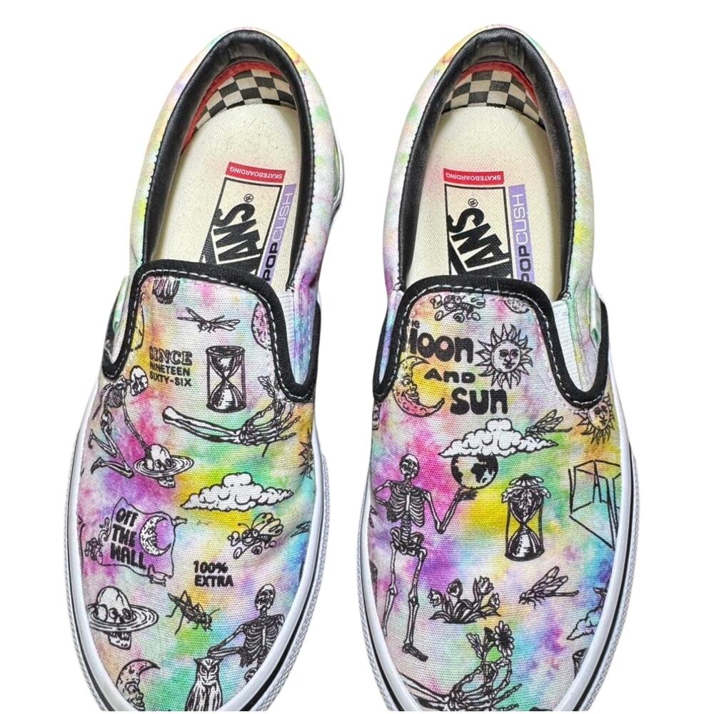 Vans Skate Slip-On Shroom Doom Tie Dye Doodle Canvas Sneakers Size 4